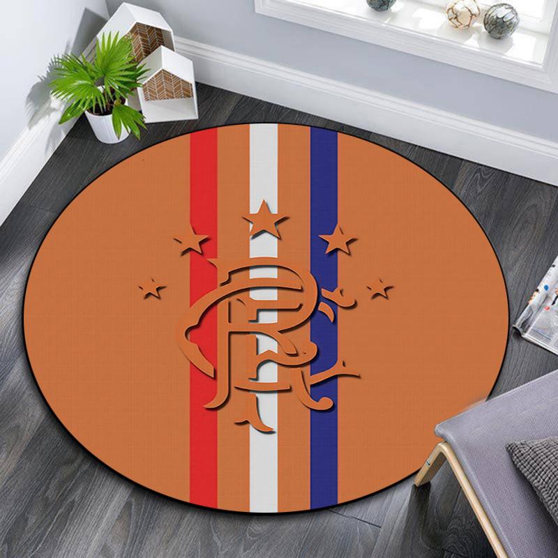 Rangers FC Round Area Rug,Carpet Rug for Living Room Bedroom Sofa Playroom Decor,Non-slip Floor Mat