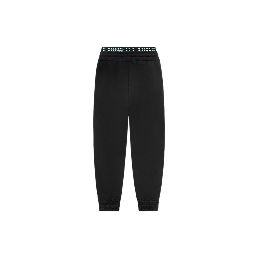 Li Ning Color Block Printed Loose Cuff Sports Pants Women Pants Black AKLS224-4