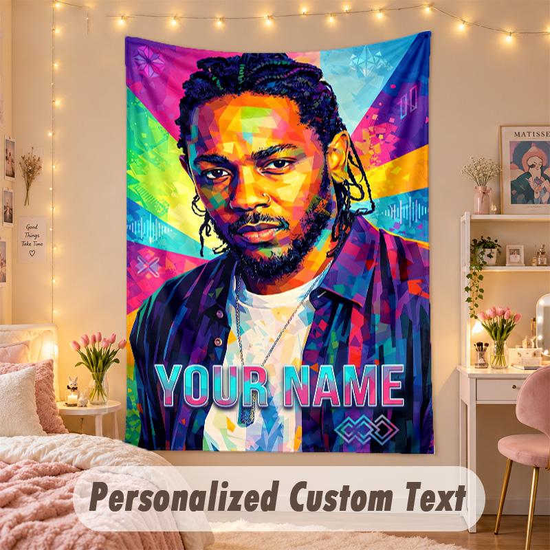 Custom Personalized Tapestry,Kendrick Lamar Print Custom Name Text Wall Art Hanging for Bedroom