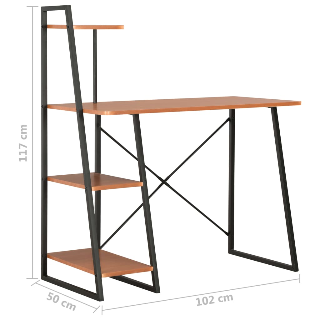 Desk with Shelf Unit Black and Oak 102*50*117 cm