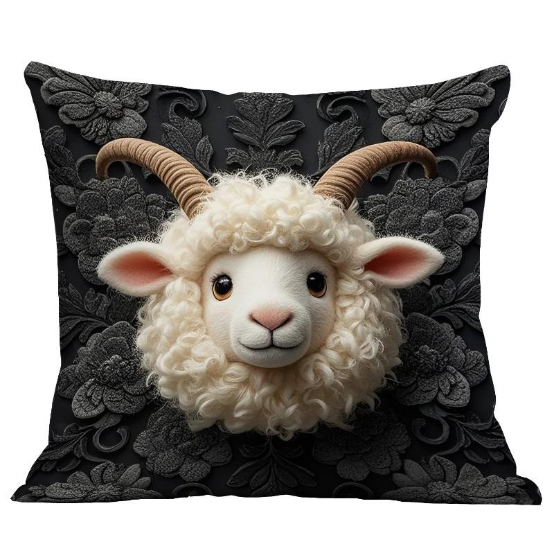 45cm Short Plush Smiling Donkey Pillowcase 2D Flat Printing Cartoon Animal Sofa Cushion Cover Home Decorative Bed Pillow Case Bedding Homes Textiles
