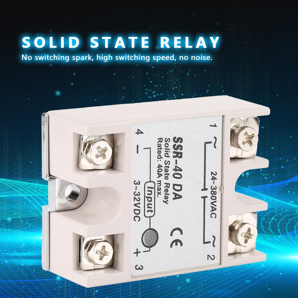 

Single Phase DC AC Solid State Relay SSr 40DA 40A Input 3 32V DC Output 24 380V AC