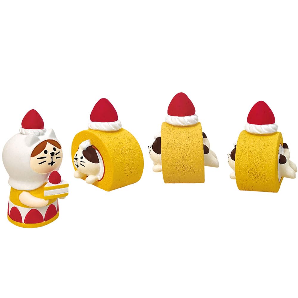 Decore Roll Cake with a Cat and Creamy Whipped Cream, Approx. 36 X 36 X 42mm (ZCB-90896)