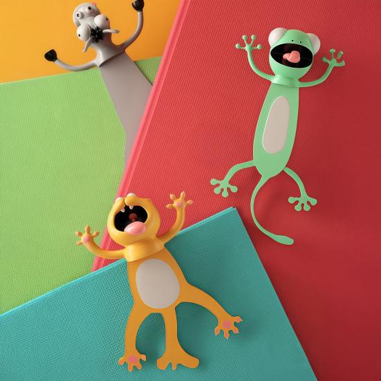 3D Tier Lesezeichen Niedliche PVC Cartoonfigur Lesezeichen für Kinder Leser Lustige Schreibtischdeko Geburtstagsweihnachtsgeschenk für Schüler Buchliebhaber