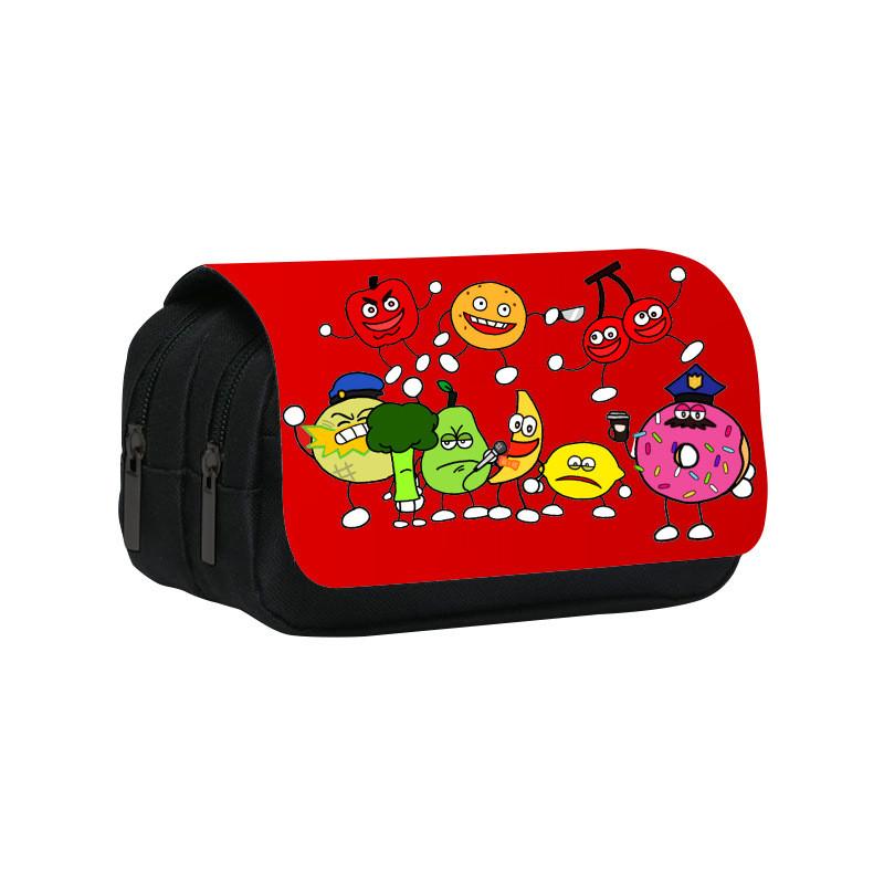 

Shovelware Brain Game Doublelayer Pencil Case With Fruit Doodle Design For Students And Kids красный