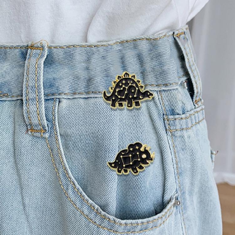 Versatile Black Dinosaur Zodiacs Brooch Constellations Themed Animal Pin Badge Handmade Gift for Fashion Enthusiasts