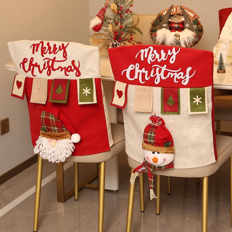 Colorful 3D Cartoon Reindeer Chair and Table Covers - Christmas Kitchen Decorations