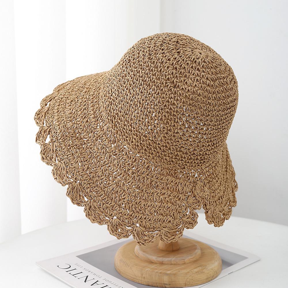

Women New Handmade Bow-knitted Straw Hat 2026 Summer French-style Seaside Vacation Beach Sun Protection Hats Openwork Sun hat