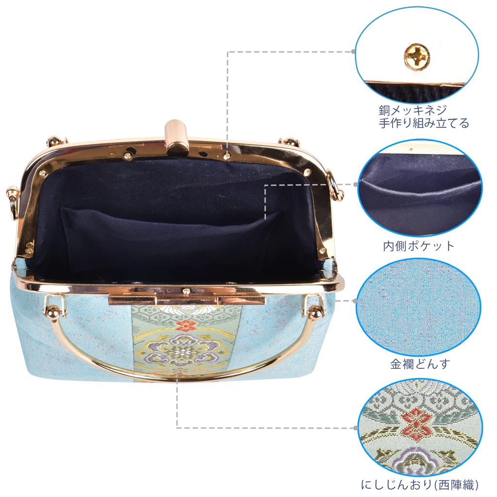 Shoulder Hand Tote Bag Japanese Clothing Furisode Hakama Nishijin Ori Gamaguchi Crossbody Bag 2way Lightweight Birthday Cherry Blossom Floral Pattern