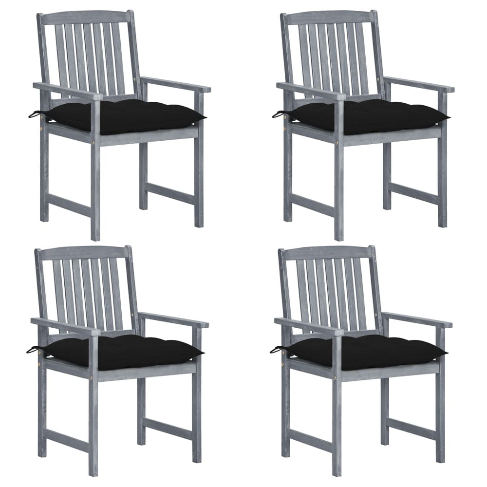 Chaises de jardin et coussins lot de 4  Bois acacia massif