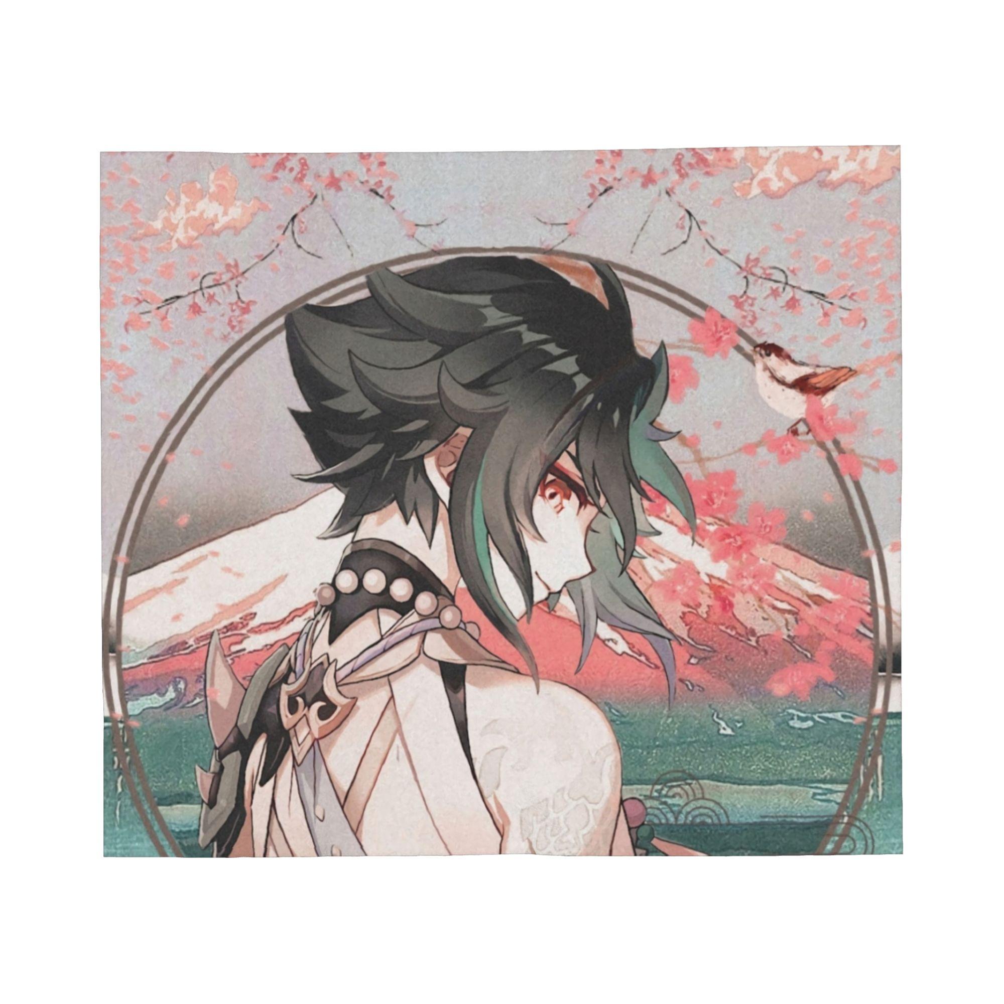 

Xiao Genshin Impact Game Blankets Flannel Printed Multifunction Lightweight Thin Throw Blanket for Sofa Car Bedspread 30x40in