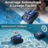 Robot Piscine Sans Fil, Nettoie Sol/Parois/Ligne d’eau 180Min&amp;200m² Aspiration Puissante, Filtration Ultra-Fine, Auto-Stationnement