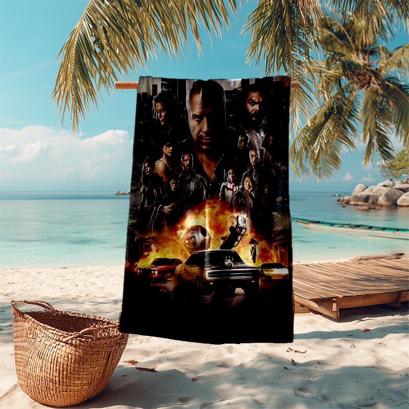 Ultra-Soft Beach Towel with Fast & Furious Theme,Ideal for Pool - Camping, Diving - Perfect Travel Essential, Vibrant Beach Towel.