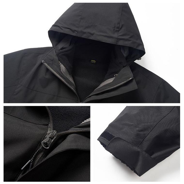 Unisex Windproof Outdoor Jacket: Detachable Two-Piece, 3-in-1 Waterproof Mountaineering Suit for Couples