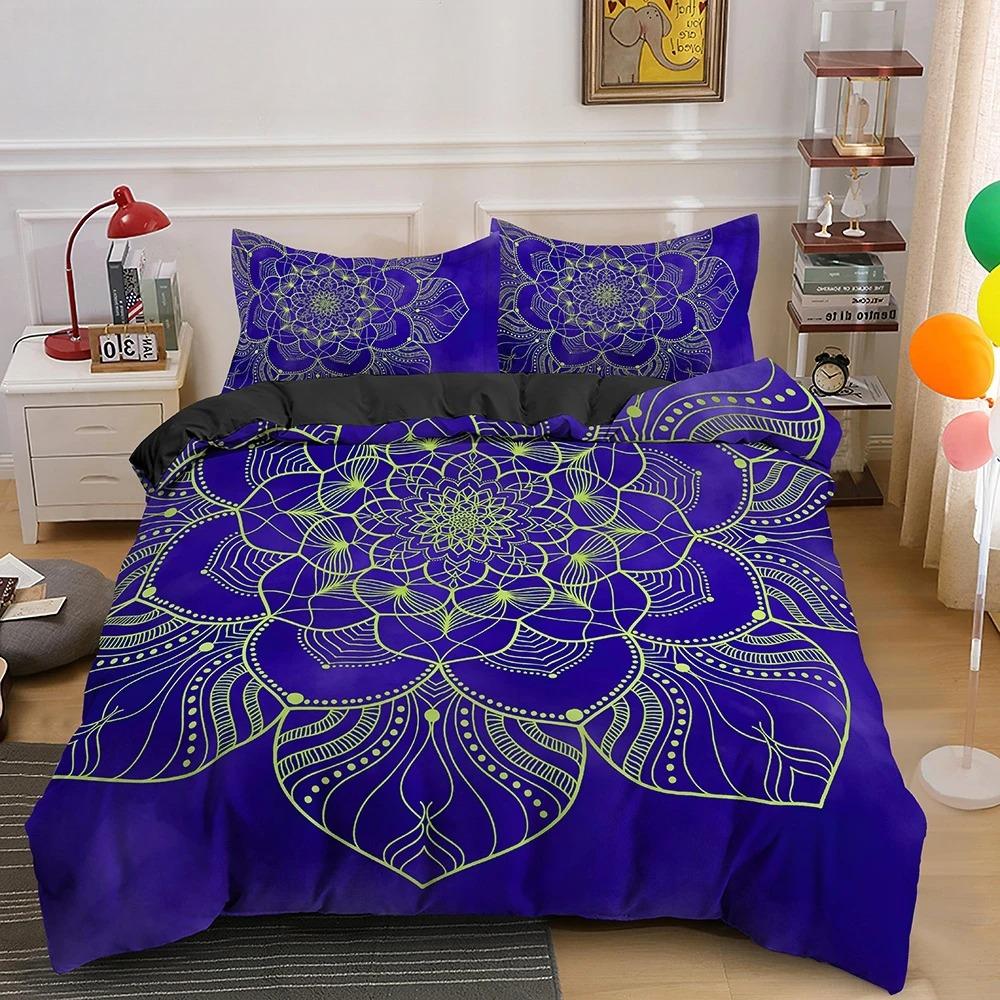 Psychedelic Boho Luxury Bedding Set 2/3PCS With Pillowcase King Mandala Duvet Cover Queen Comforter Cover Polyester Quilt Cover