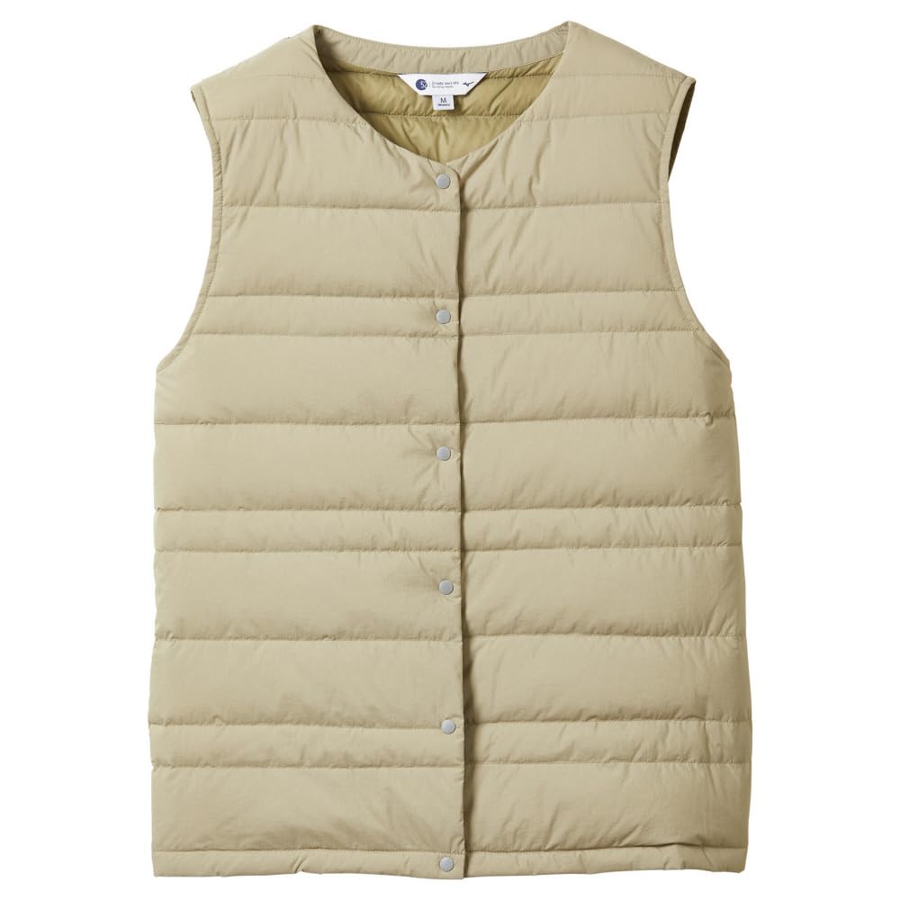 Compact Breath Thermo Down Winter Mocha Size L Vest, Heat-Generating Material, Warmth, Women's, Beige,