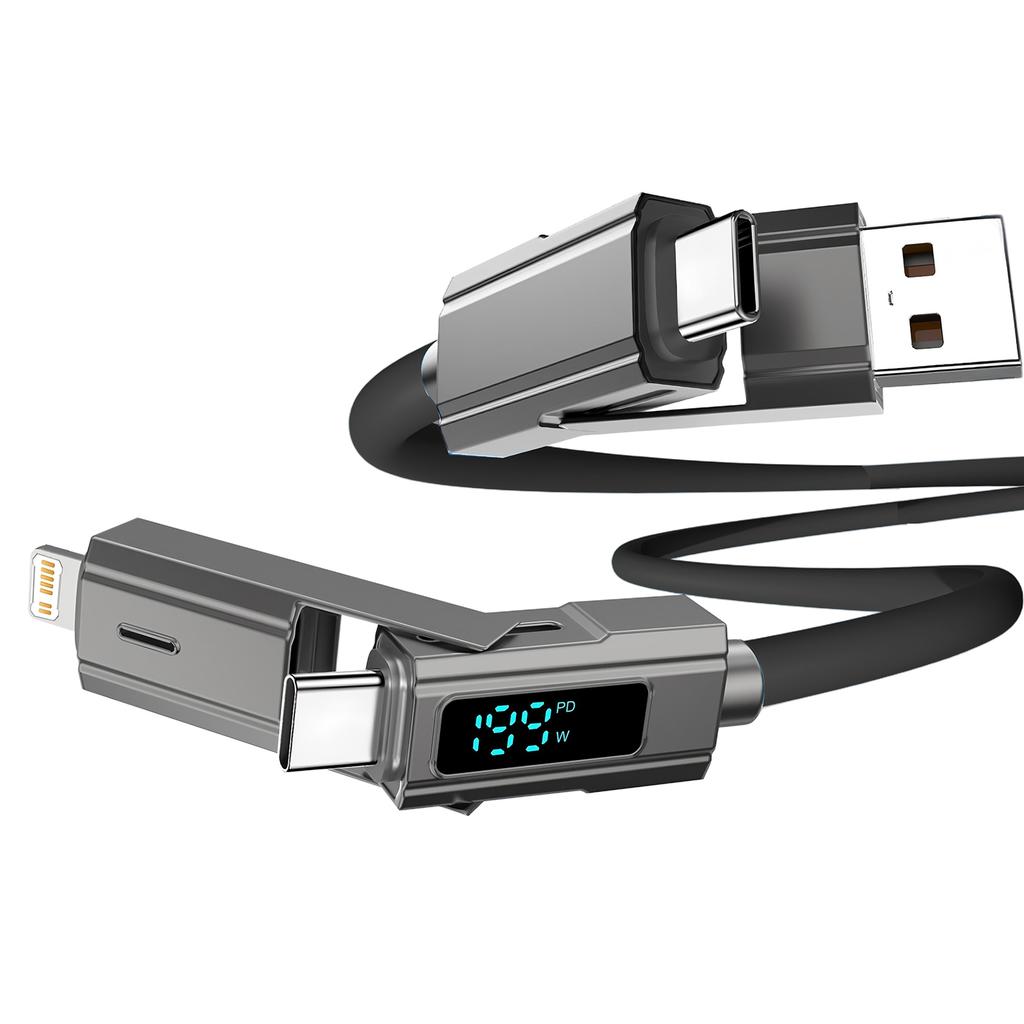Digital Display 4 In 1 PD USB Type C Data Cable Fast Charging For iPhone 15 Samsung Xiaomi Redmi OPPO Cable Fast Charger