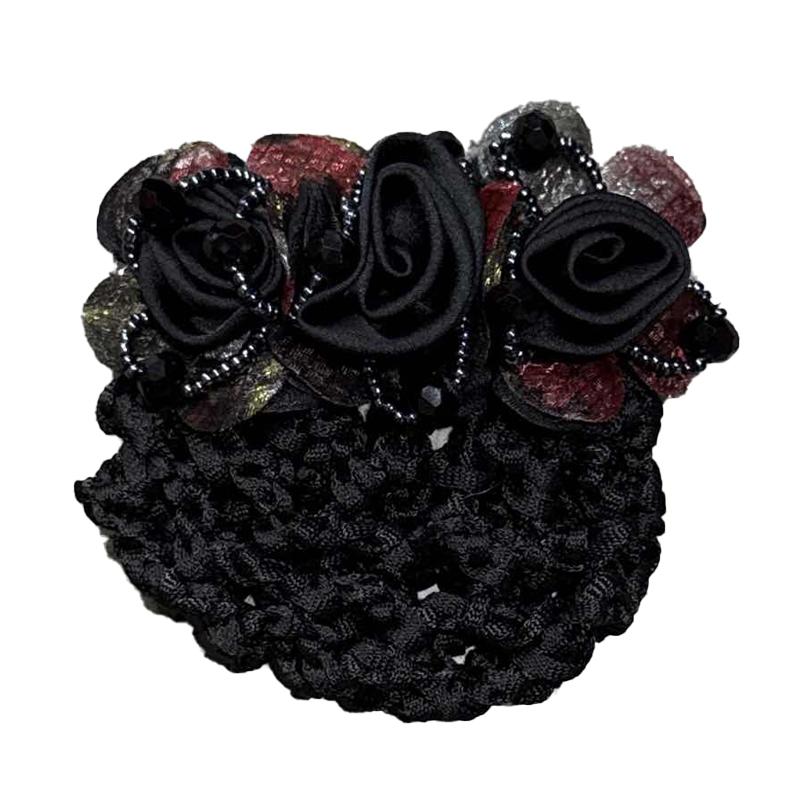 Women Hair Bun Cover Net Snood Hairnet Bow Barrette French Hair Clip Bow Ribbon Flower Hair Accessories For Banks Hotels Staff