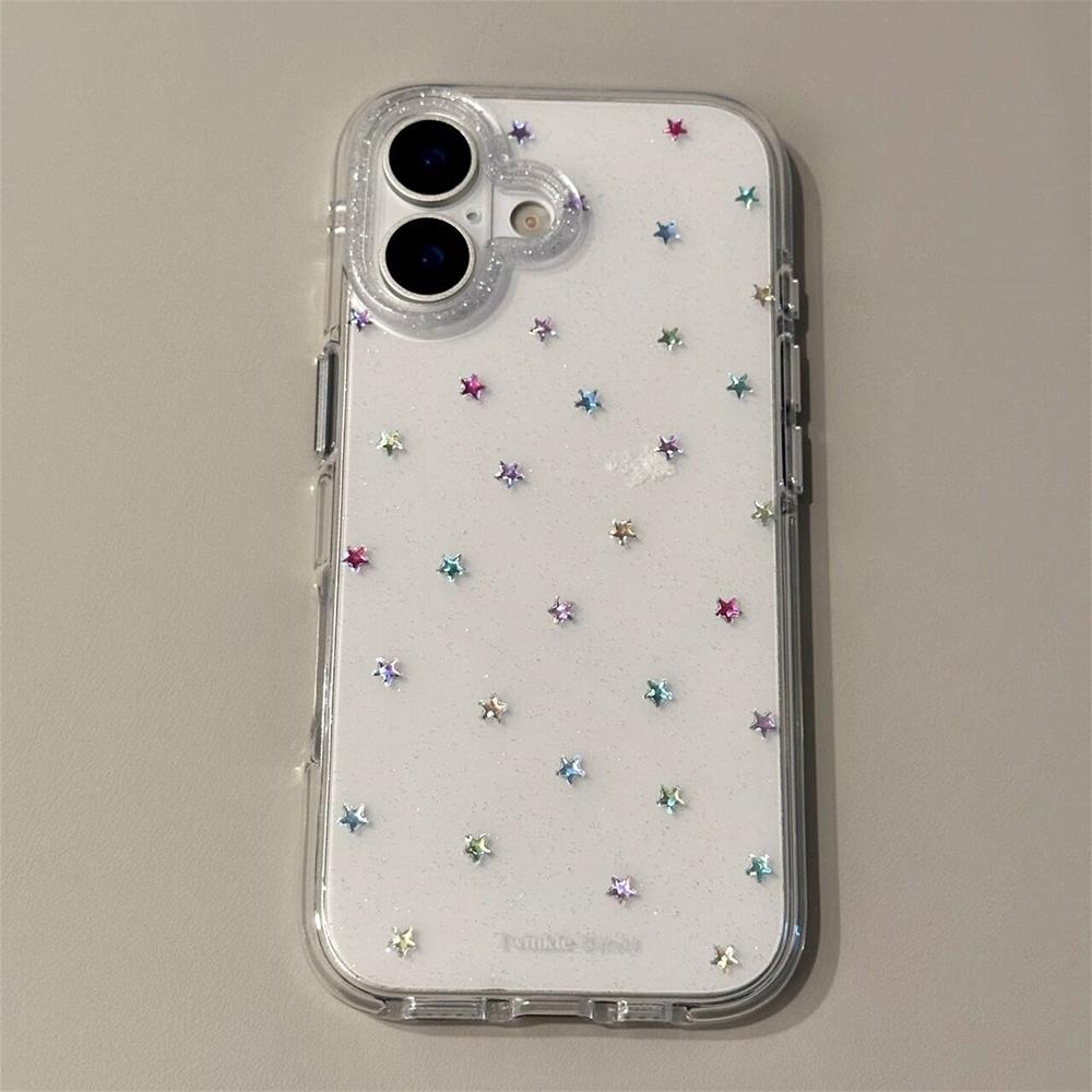 Glitter Shiny Stars Imd Transparent Back Cover for Iphone 17 16 Pro Max 13 14 15 Promax Ins Protector Shockproof Phone Case