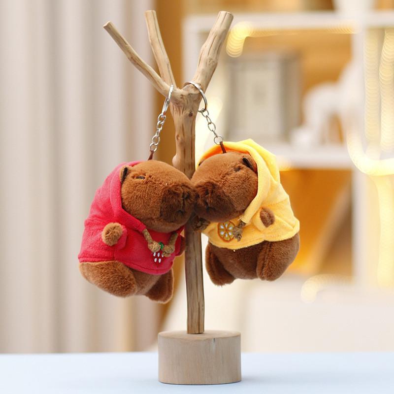 Adorable Capybara Plush Toy Cute Water Pig Keychain Doll Soft Red And Yellow Colors