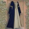 European & American Gothic Medieval Square Neck Bell Sleeve Plus Size Dress