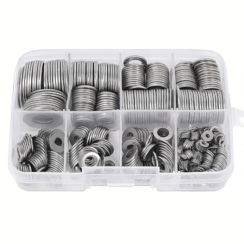 Polished Stainless Steel 180pcs Washers - O Ring Fasteners Gasket Set, M2-M10 Sizes, Durable Material, for DIY Projects / Machinery / Electronics