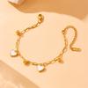 Gold Plated Paperclip Chain Bracelet with Mother of Pearl Heart Charms Fashion Jewelry for Women
