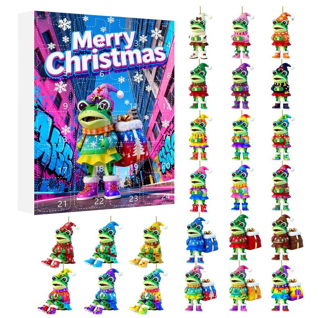Christmas Countdown Calendar With Frog Acrylic Hanging Decorations For Holiday Room Decor