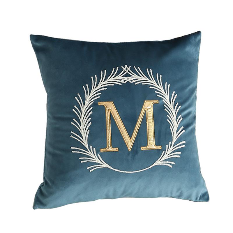 

45x45cm Vintage M Letter Embroidery Home Living Room Sofa Cushion Cover Decoration Throw Pillowcase 45x45cm синий