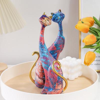 Nordische Kreative Ölgemälde Katze Skulptur Dekorative Ornament Harz Kunst Dekor Zuhause Schlafzimmer Wohnzimmer Dekoration Skulptur