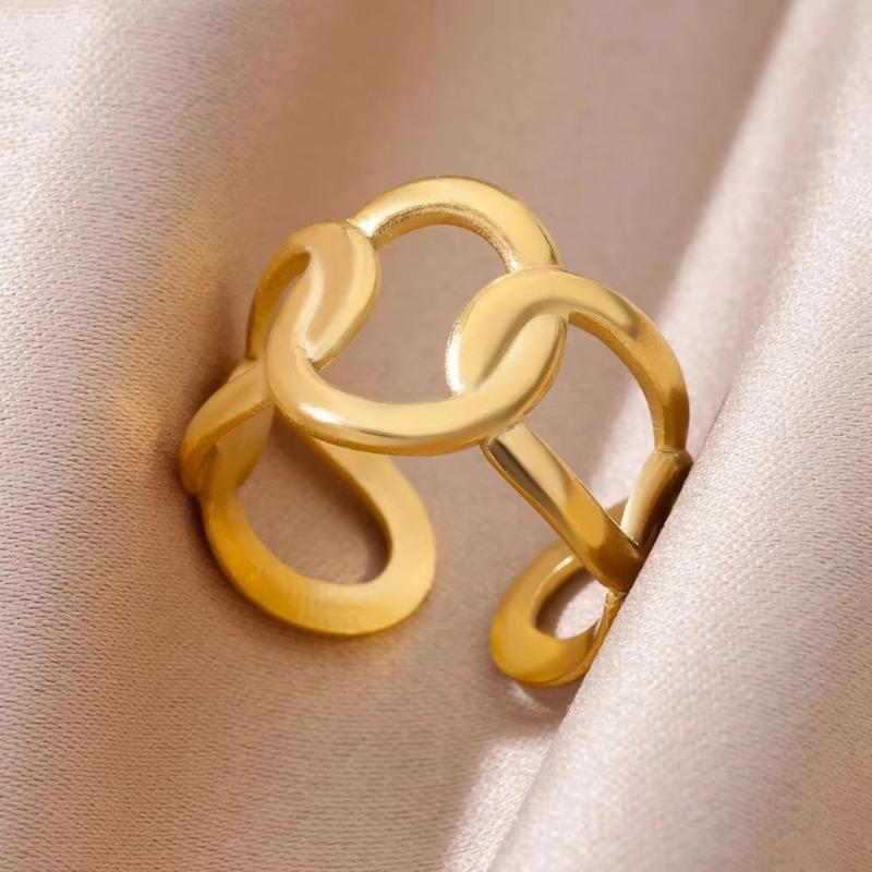 Hot-selling Love Line Geometric Stainless Steel Ring Women's K Gold-plated Simple Niche Accessories