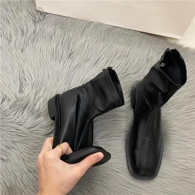 Female Short Shoes Elegant With Medium Heels Women's Ankle Boots Autumn New In Booties Winter 2024 Trend Pu Fashion Spring Sale