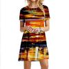 Sommer Schmetterling Kleider Damen Elegant Kurzarm 3D Druck Locker Kleid Vintage Lässig Rundhals Mini Übergröße Kleid