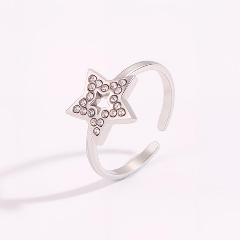 Titanium Steel Ring - Stylish, Luxurious, Niche Style, Double-looped Bow with Diamonds - A Beautiful Ring for Best Friends.