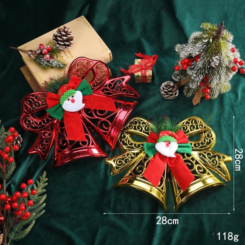 

2pcs/set Bowknot Santa Claus Pendant Christmas Tree Atmosphere Decoration Hanging Ornament Shopping Mall Store Window Decoration 28x28cm