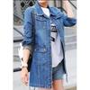Lapel Autumn Casual Denim Jacket Women Single Breasted Slim Outwear
