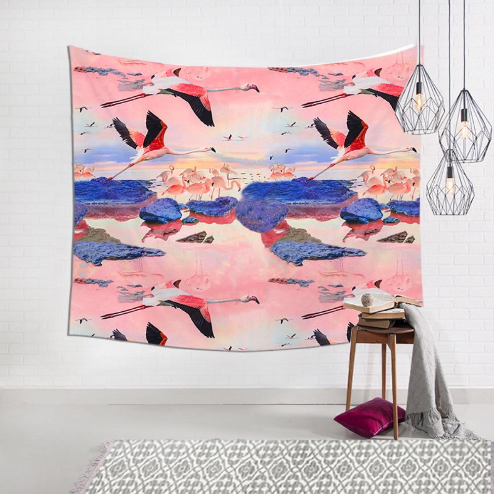 Japanese Ocean Wave Sunset Sun Tapestry Exotic Style Red Crowned Crane Background Bedroom Wall Cloth Room Decoration Painting Hanging Cloth