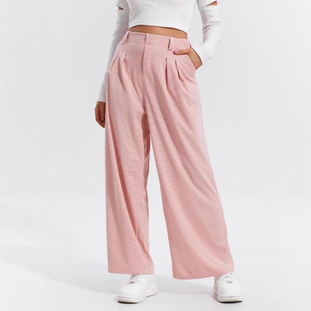 2025 Europese en Amerikaanse Dames Hoge Taille Wijde Pijp Elegante Casual Broek