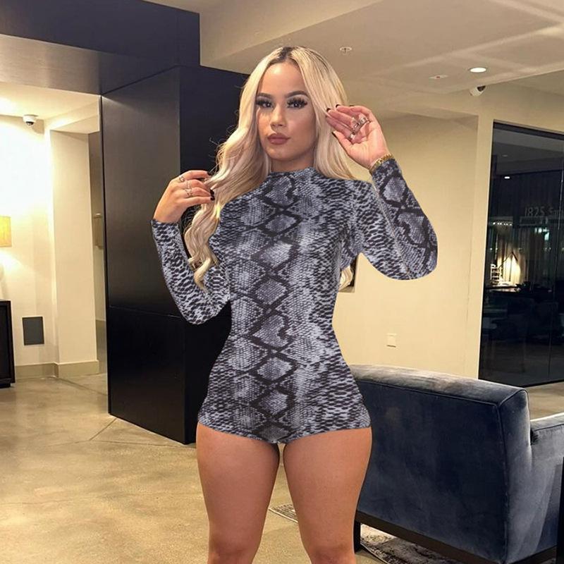 2024 Women's Trendy Leopard Print Long-Sleeve Tight-Fit Jumpsuit