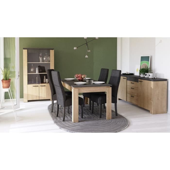 Table à manger seule AUSTIN - 6 personnes - Décor chêne Hamilton et Sidewalk - L179 x P 90 x H 77 cm - DEMEYERE