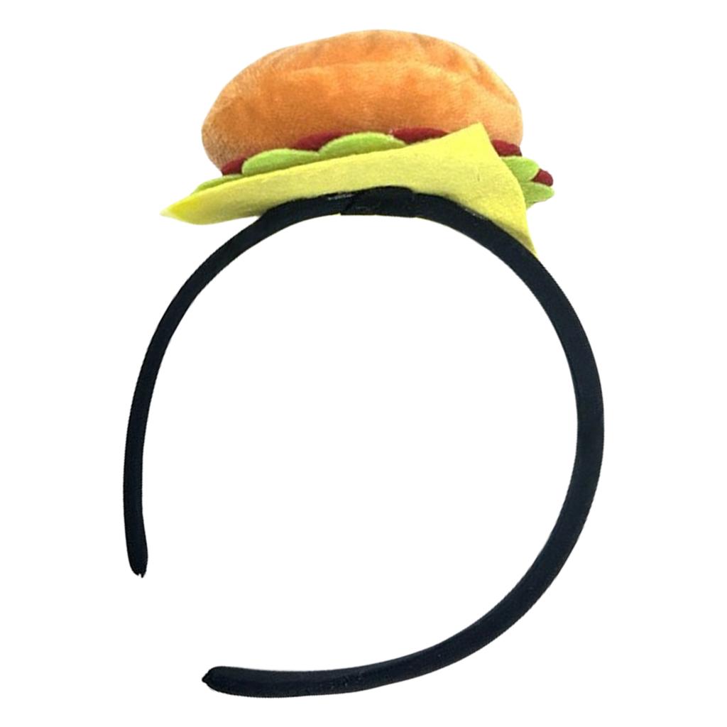 Realisitc 3D Hamburger Headband Soft Felt Velvet Hairband Styling Accessory For Women Girl Cosplay Party Dressingup