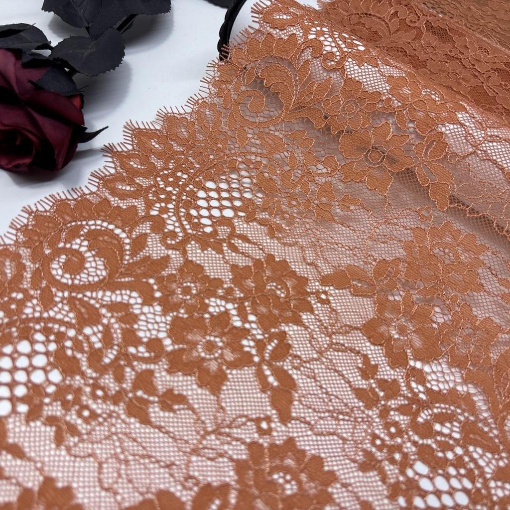 2.7m x 25cm Chantilly Lace, Non-stretch French Eyelash Lace Fabric for Sewing, Lingerie, Bra, Underwear, Dress, Garment, Crafting