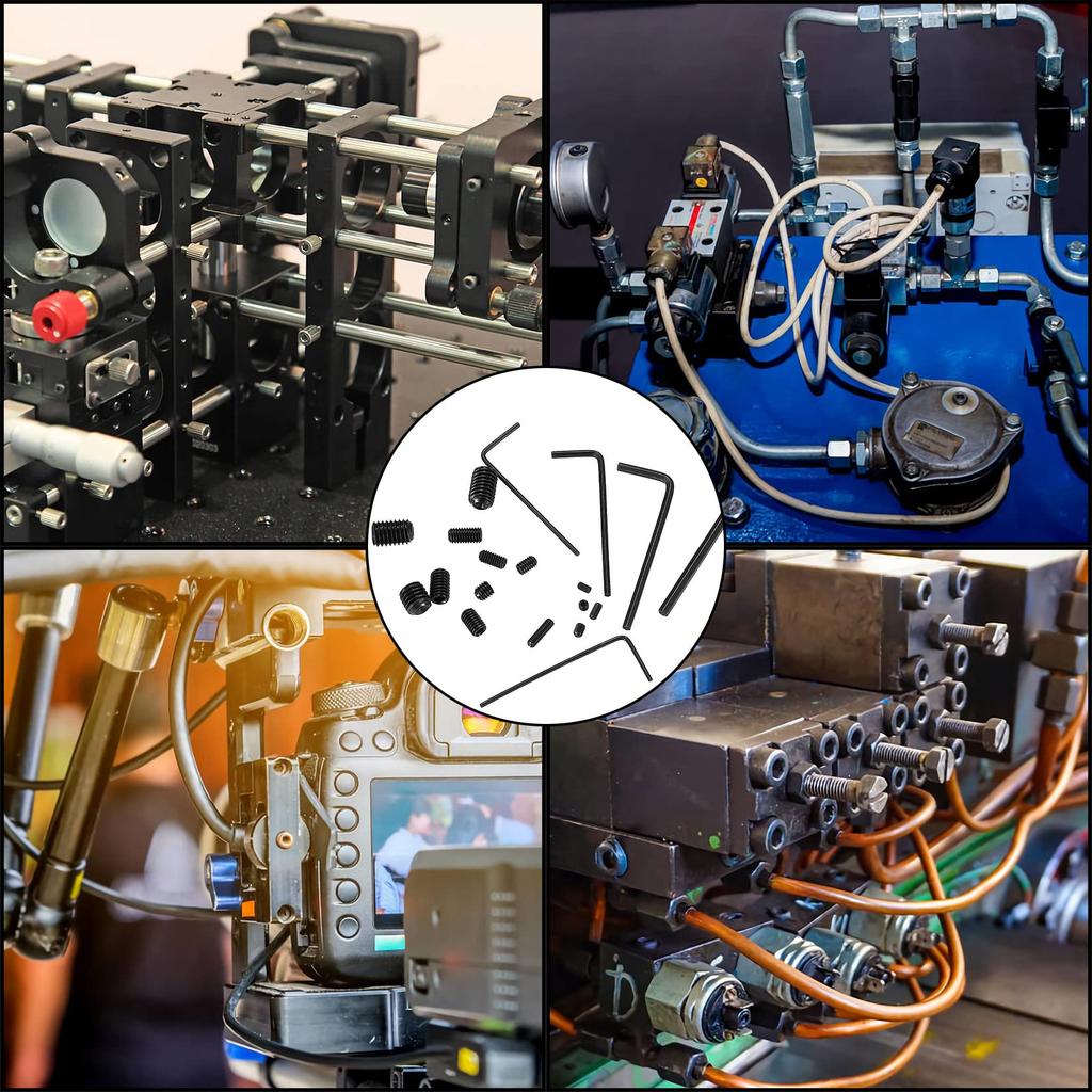 Hex Socket Set Screw Headless Carbon Steel Threaded Internal Hex Grub Screws M4 M5 M6 300 Hex Key Wrench Included Set, Screws, Screws, Hollow, (M3