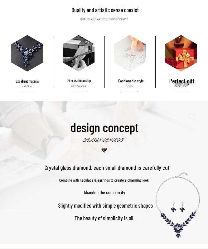 2022 Summer Retro Crystal Necklace & Earrings Set - European & American Fashion