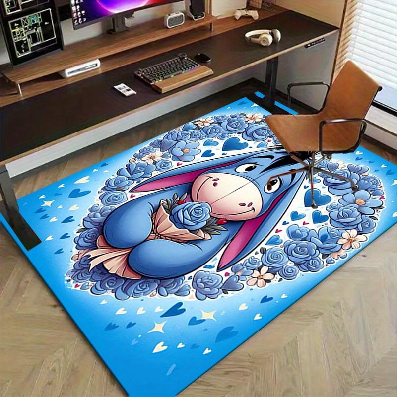 1pc Blue Floral Heart Shaped Rug for Home Decor, Office Carpet, Chair Cover, Outdoor Mat, Gift Idea - Cute Eeyore Designz4174