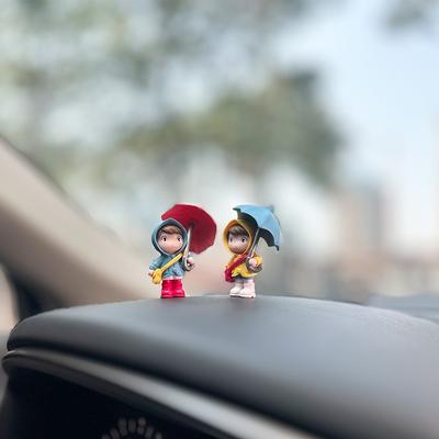 Parapluie mignon pour Couple, décoration intérieure de voiture, figurines d'action, rétroviseur automatique, ornements de tableau de bord, accessoires de voiture, 4 pièces