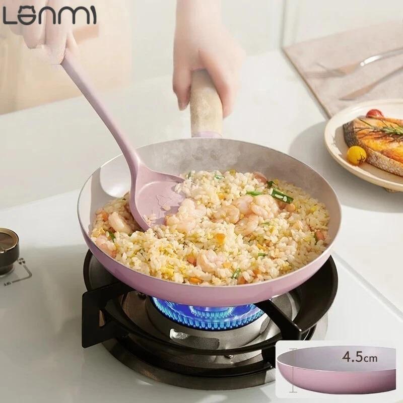 LANMI Non-Stick Frying Pans Anti-overflow Skillet Low-smoke Breakfast Egg Steak Flat-bottomed Pot Home Gas Stove General Pot