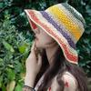 Women Summer Colorful Crochet Foldable Crochet Sun Shading Tourism Vacation Seaside Crochet Beach Sunshade Fisherman Hat