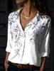 Women's Shirt Blouse Butterfly Gradient Printing Button Long Sleeve Casual Fashion Standing Collar Spring and Autumn Blouse