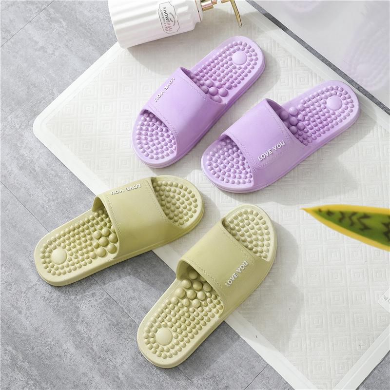 Slippers women's summer indoor home bathroom soft bottom slip-resistant couple men's foot acupressure cool slippers wholesale